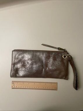 HOBO Vida Metallic Brown Leather Wristlet Clutch